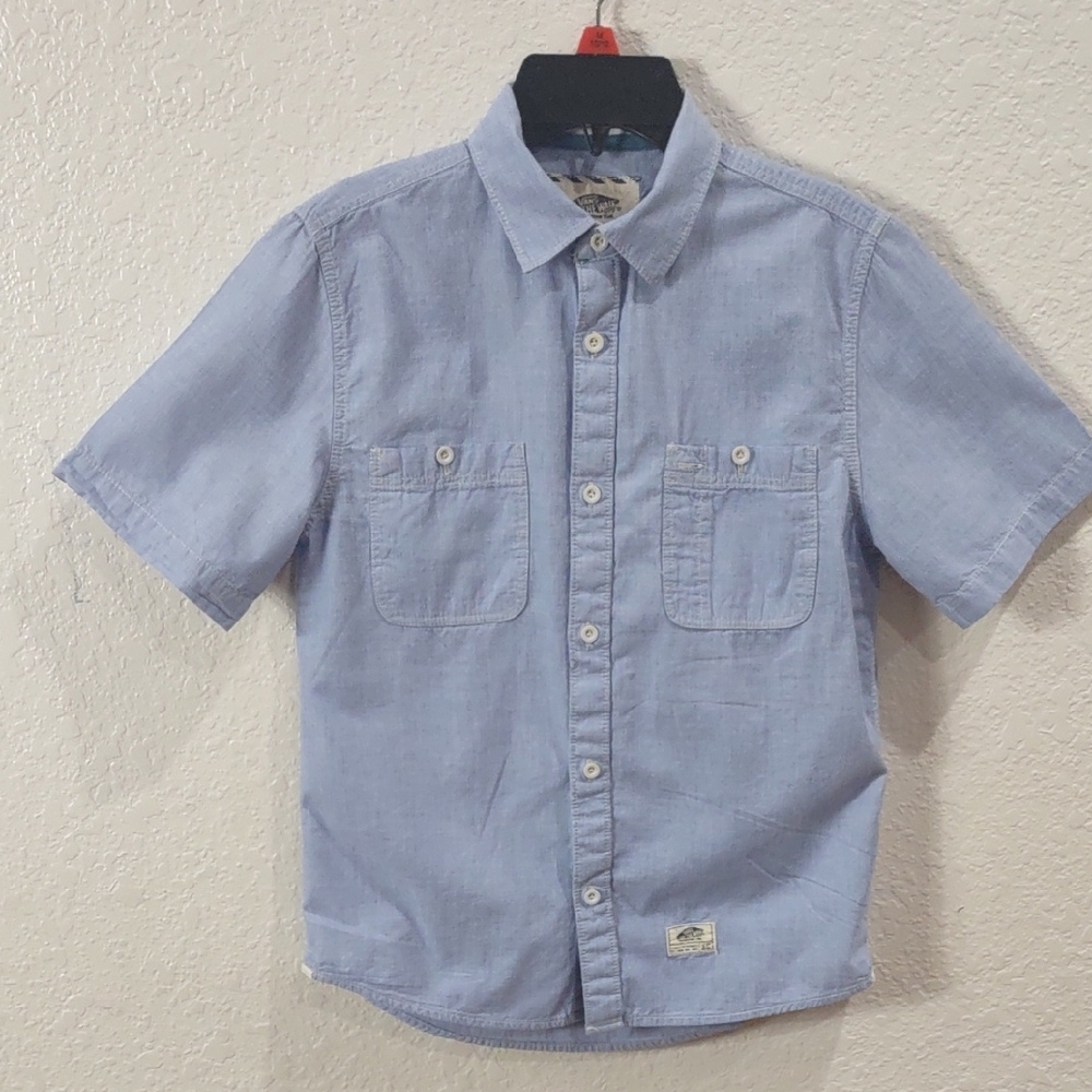 VANS Light Blue Short Sleeve Button-Up Shirt - Picture 3 of 17